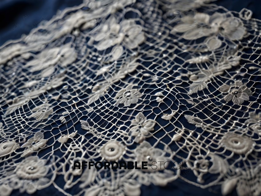 A close up of a lace design with flowers