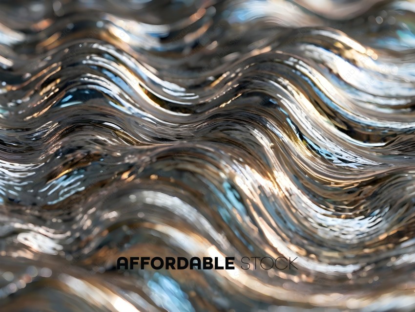 A shiny metal surface with a wave pattern