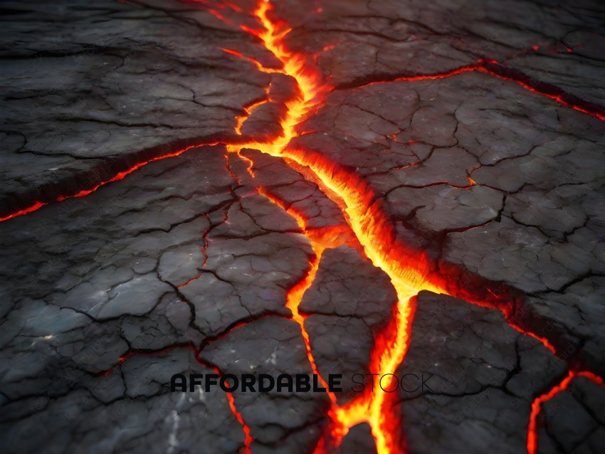 A crack in the earth with red flames