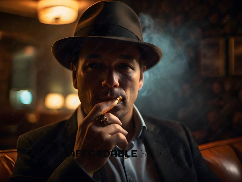Man in a suit with a cigar in his mouth