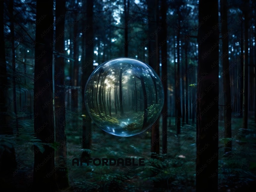 A Bubble Floats in the Air in a Forest