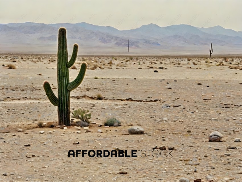 A cactus in a desert landscape