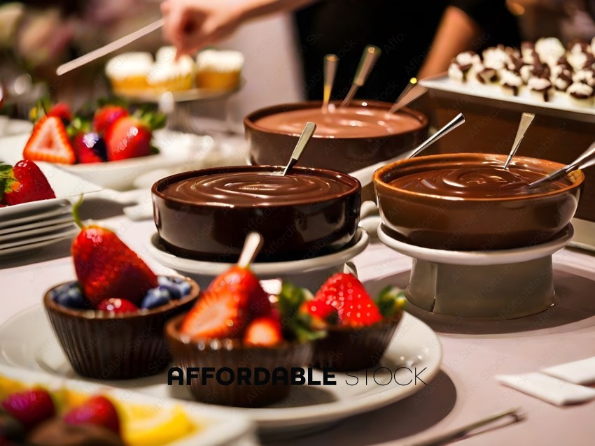 Desserts on a table with spoons