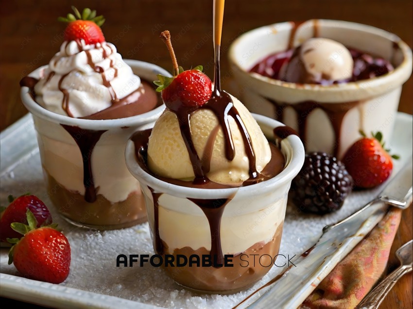 Desserts with chocolate and strawberries