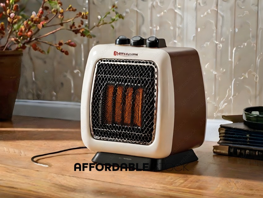 A small white and brown heater