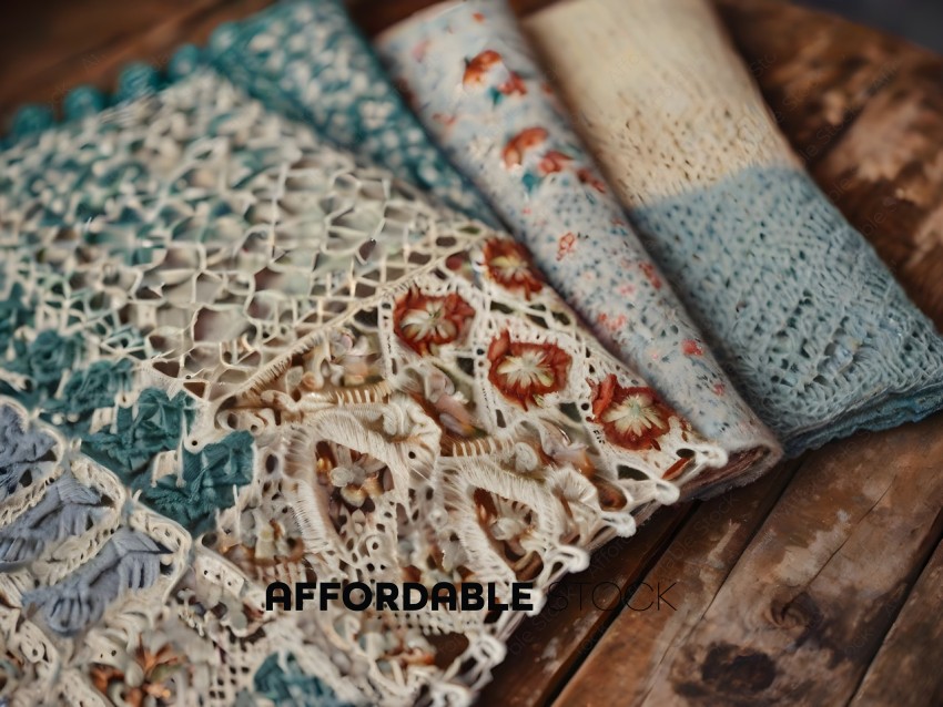 A collection of crocheted doilies with different patterns