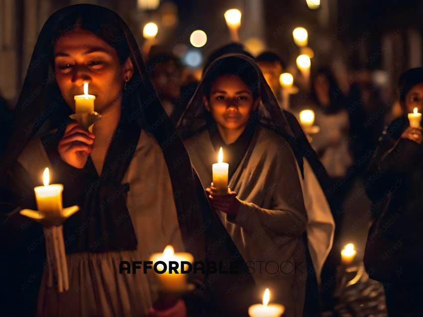 A group of people holding candles