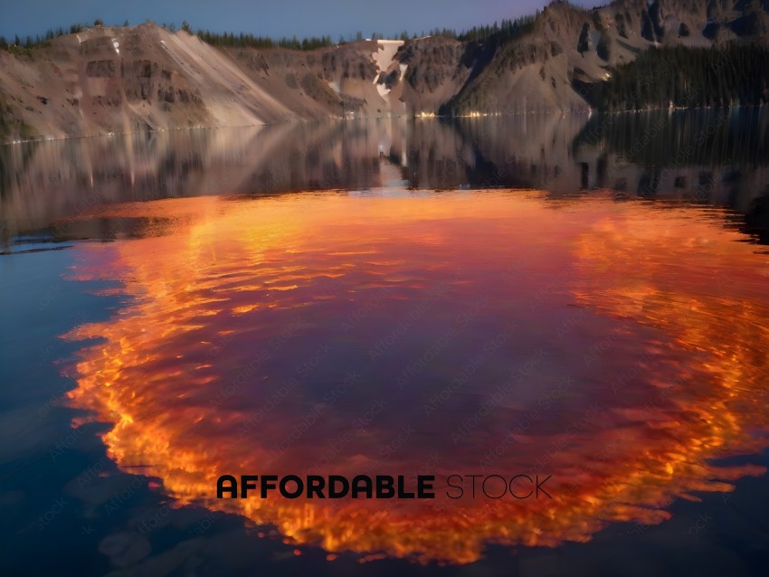A reflection of a fire in a lake