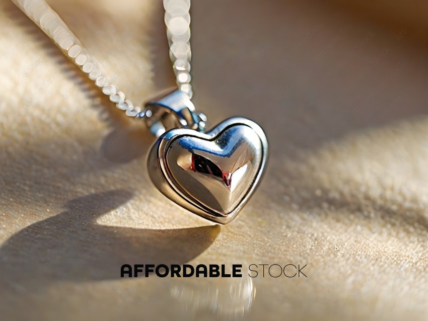 A silver heart shaped necklace