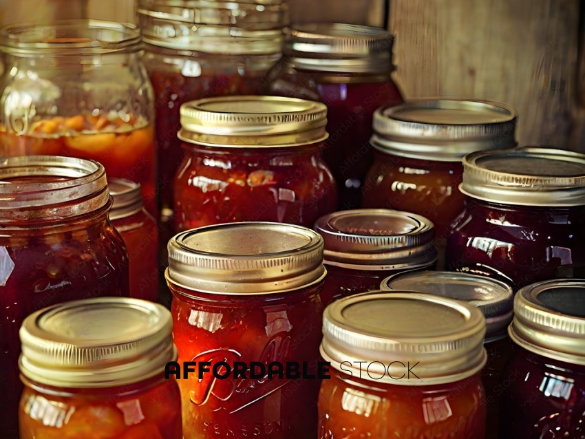 Mason jars of jam and jelly