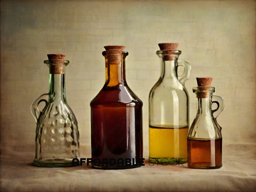 Vintage Bottles of Oil and Liquid
