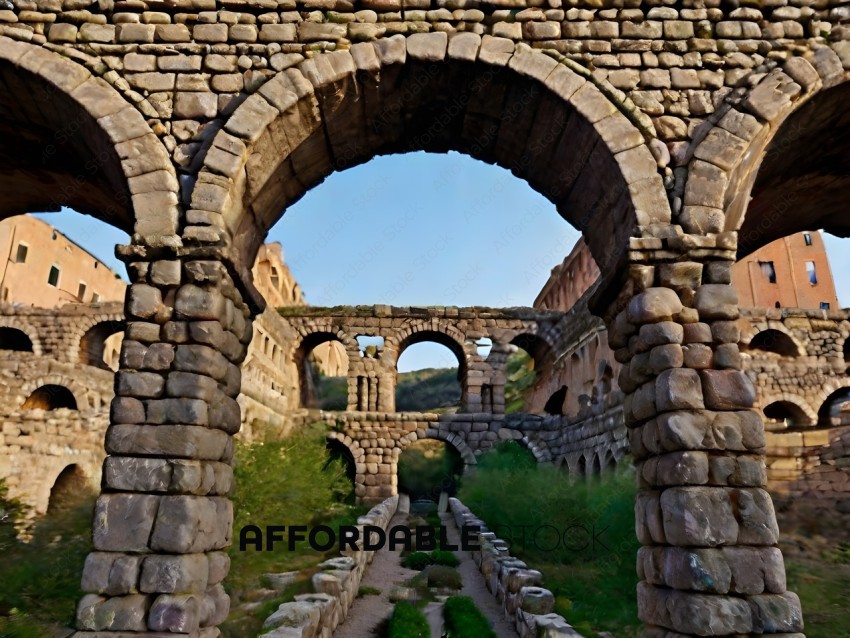 Ancient Roman Ruins with Arches and Tunnels