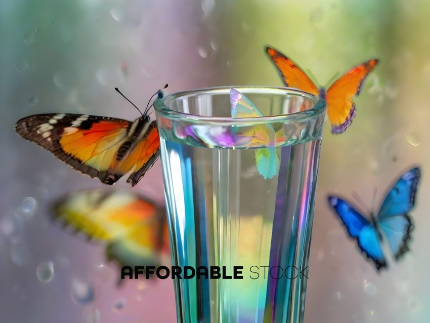 Butterflies and a glass of water
