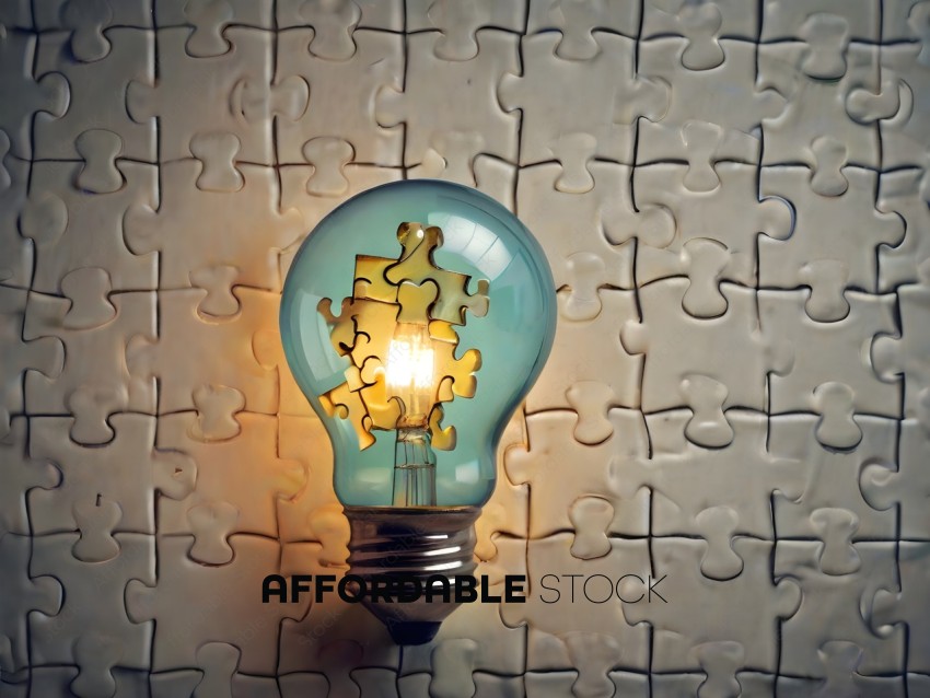 A puzzle piece light bulb with a missing piece