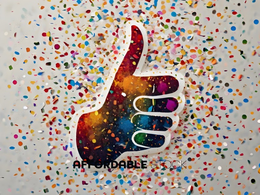 A colorful thumbs up sign