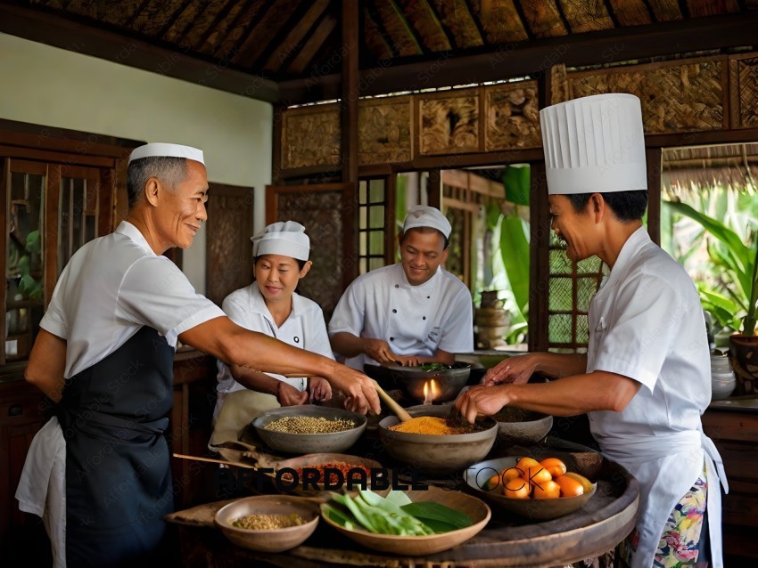Chefs in a restaurant preparing food