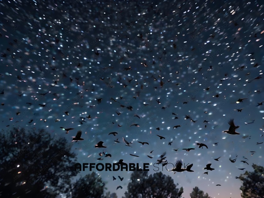 A Flock of Birds Flying in the Sky