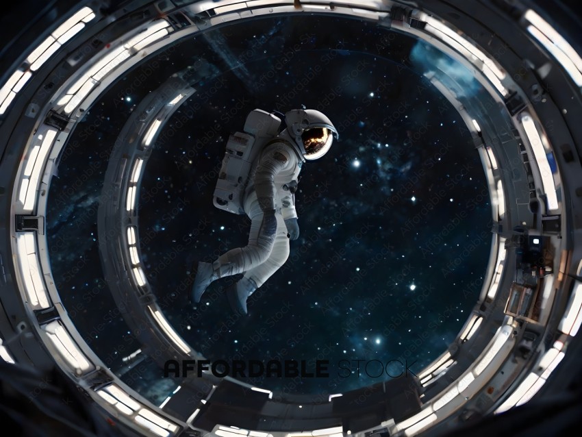 Astronaut in Space Suit Floating in Space