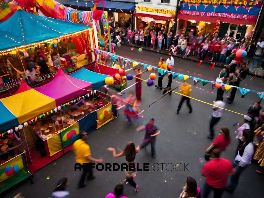 People dancing in a carnival atmosphere