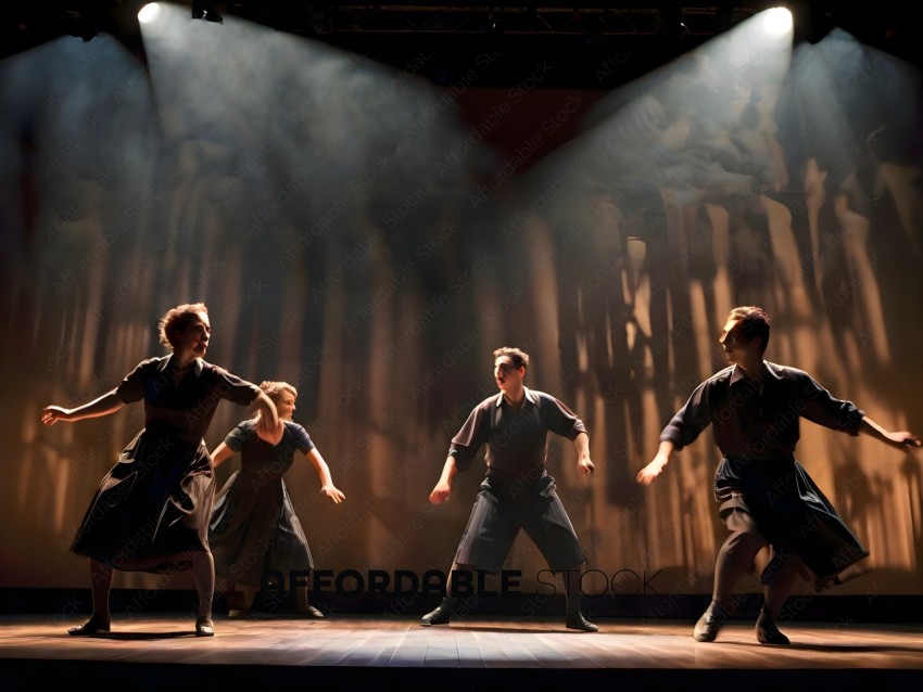 A group of people performing a dance on a stage