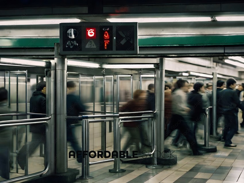 People rushing through a subway station