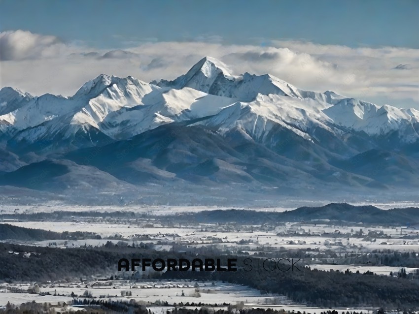 Snowy Mountains with Clouds