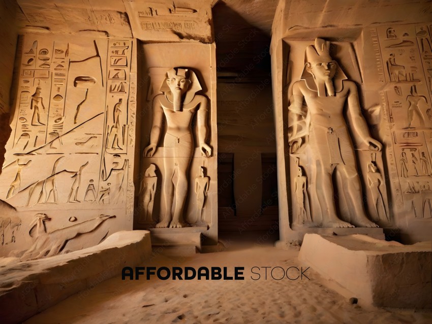 Ancient Egyptian Sculptures in a Cave