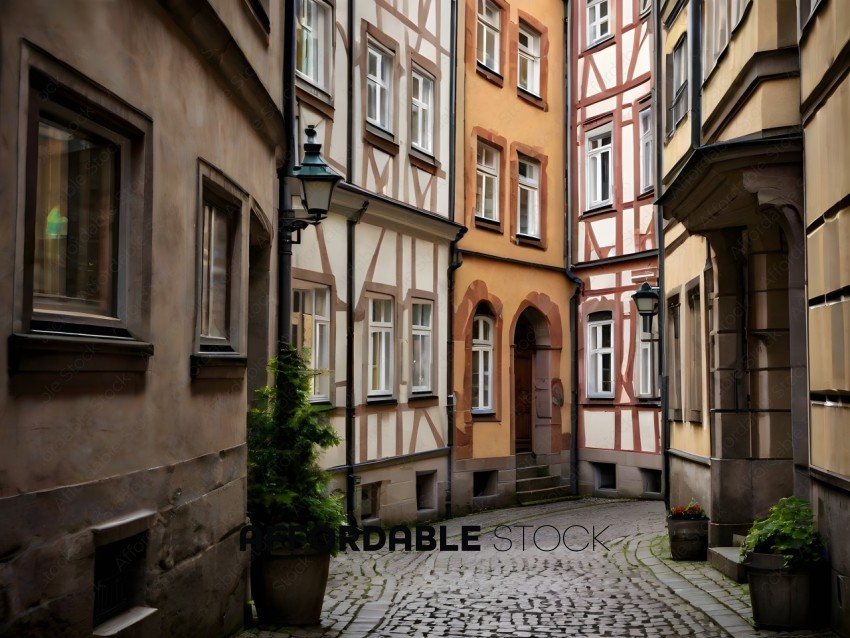 A narrow alleyway between two buildings