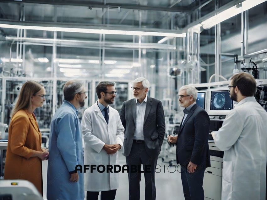 A group of men in a lab discussing something