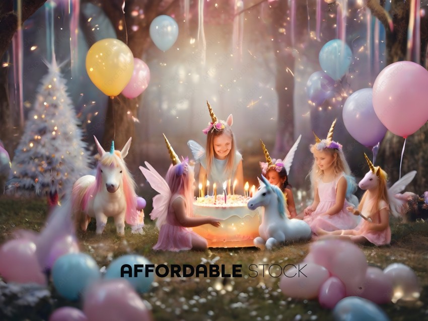 A group of girls are sitting around a birthday cake