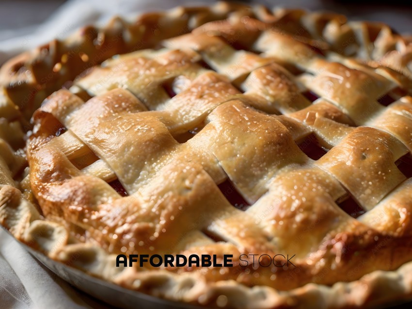 A pie with a lattice crust and cherries