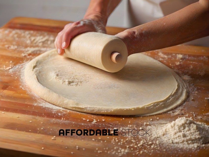 A person rolling out dough for a pie crust