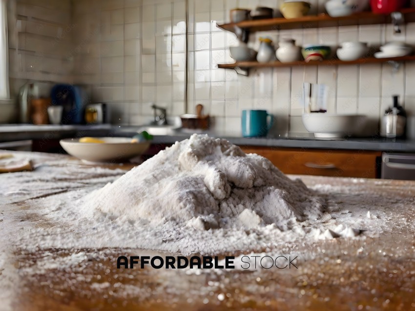 A pile of flour on a table
