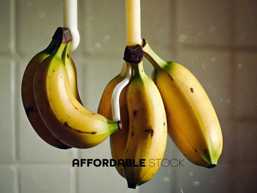 Bananas hanging from hooks