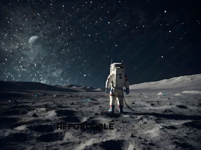 Astronaut on the moon looking at the stars