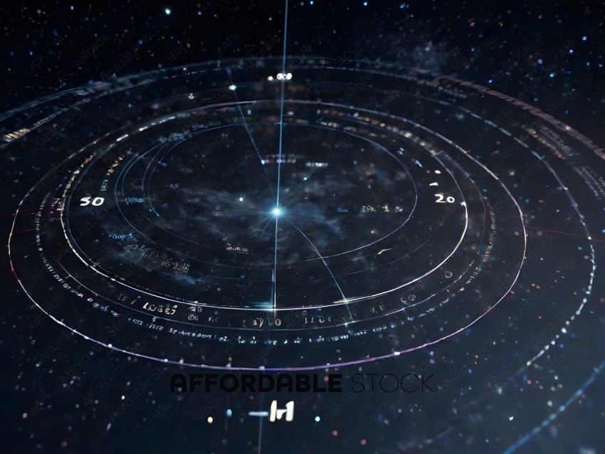 A star map with a blue star in the center