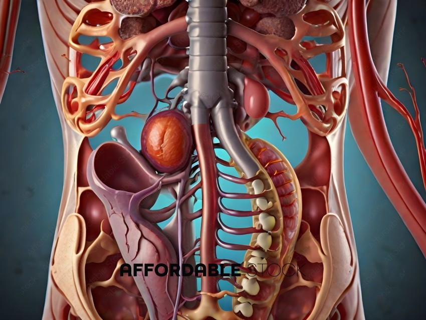 A detailed illustration of the human body's internal organs