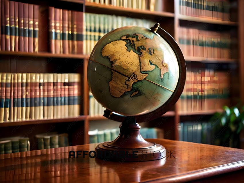 A wooden globe with a map of Africa on it