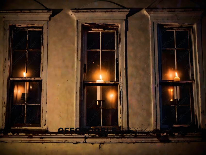 Candles in the window of a building