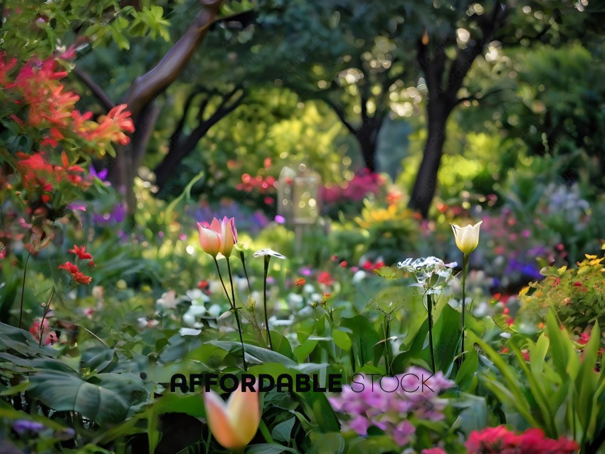 A garden with a variety of flowers
