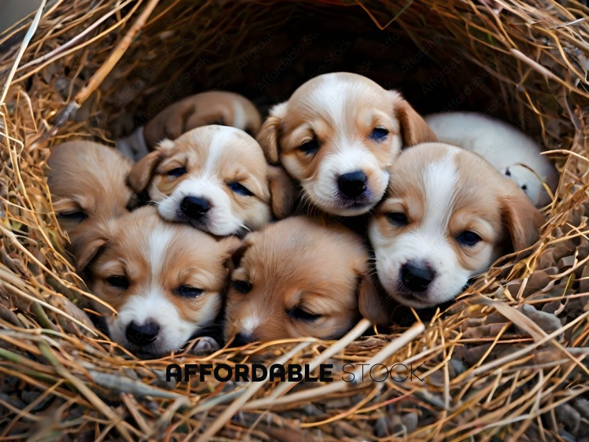 Puppies in a nest