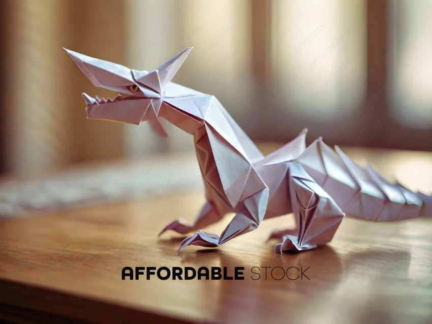 A paper dragon on a wooden table