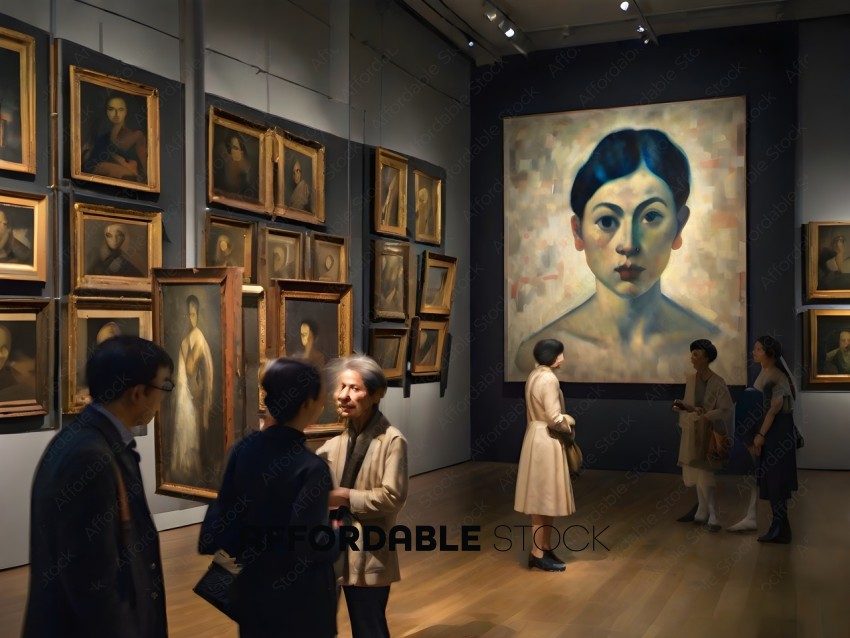 People in a museum looking at artwork