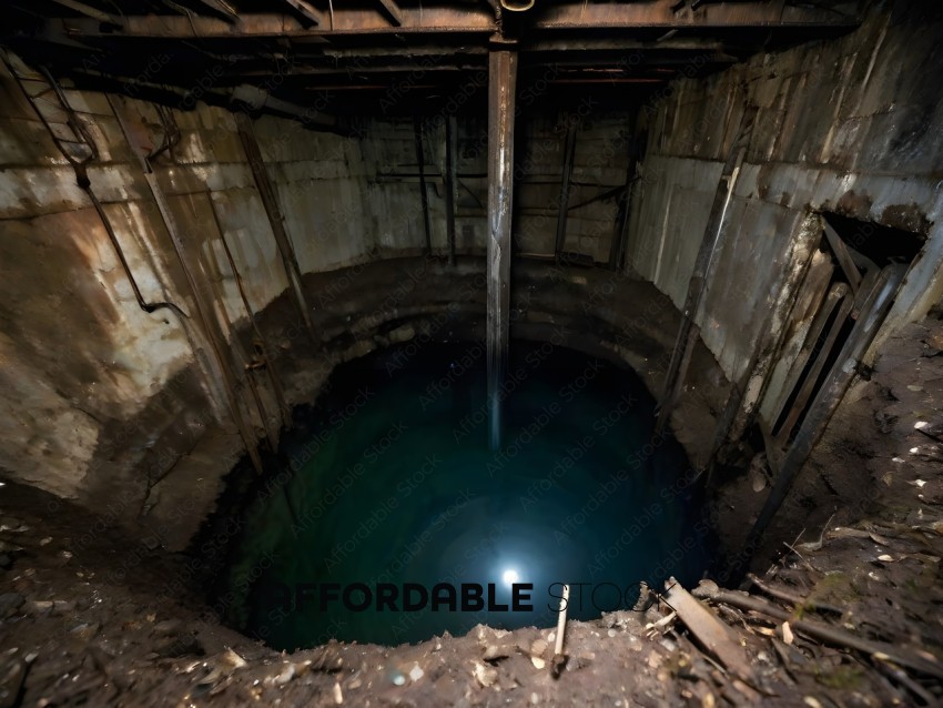 A dark hole with a light in the middle