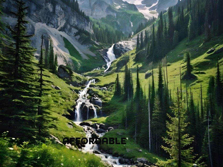 A beautiful mountain stream surrounded by trees