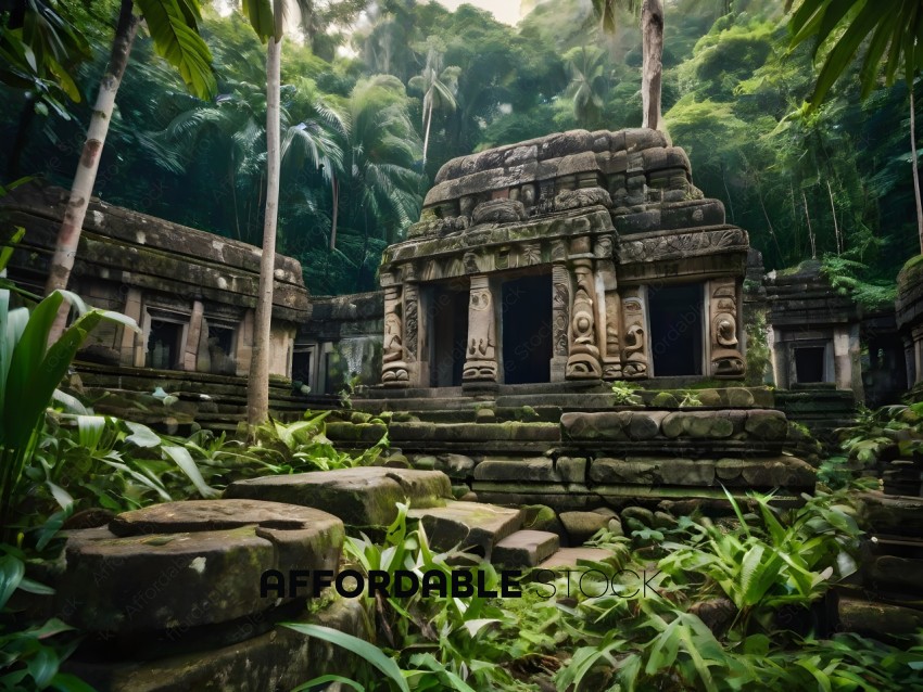 Ancient ruins with lush greenery