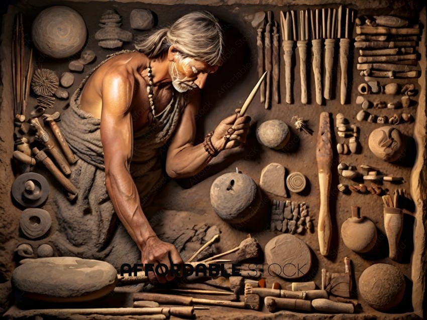 Ancient Artisan Working With Tools