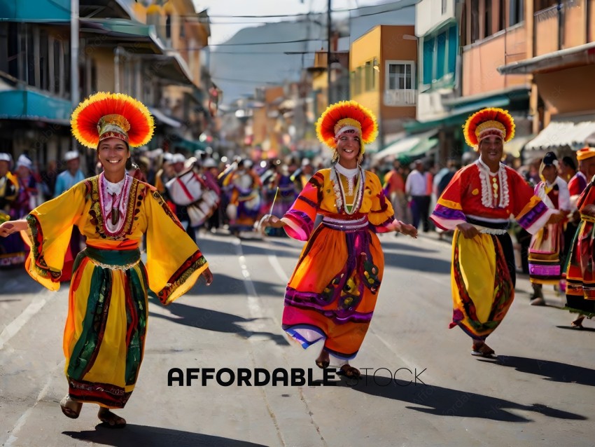 Colorful costumes worn by people in a parade