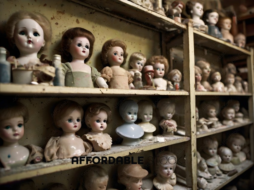 Dolls on a shelf in a room