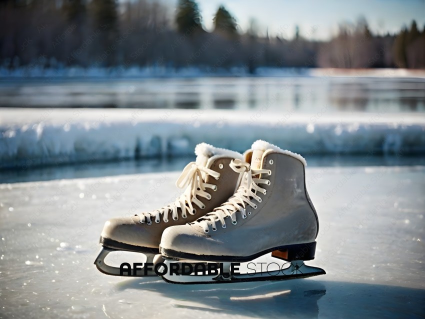 A pair of skates on a frozen surface